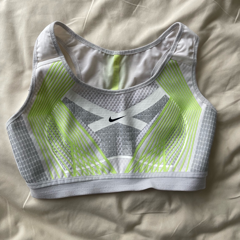 Nike White And Gray Dri-Fit Sports Bra